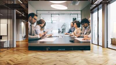 corporate business team and manager in a meeting Wall mural