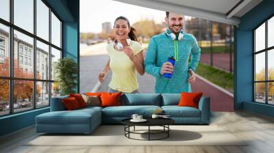 fitness, sport, people and lifestyle concept Wall mural