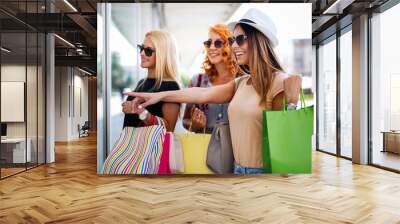 Group of beautiful women smiling and having fun together Wall mural