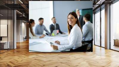 Group of business people collaborating in office Wall mural