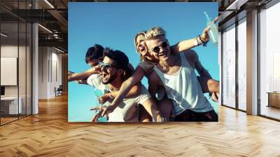 Group of young friends having fun together Wall mural