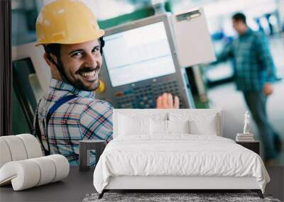 industrial factory employee working in metal manufacturing industry Wall mural