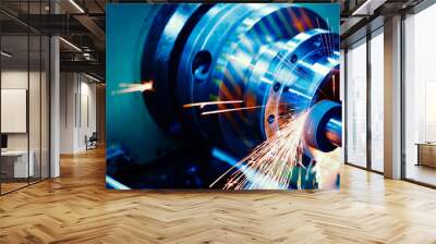 machine tool in metal factory with drilling cnc machines Wall mural