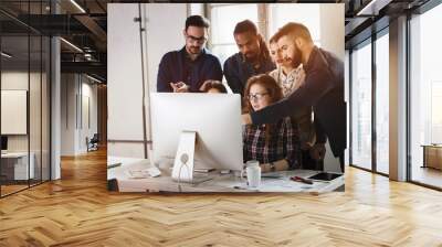 Picture of architects working together in office Wall mural