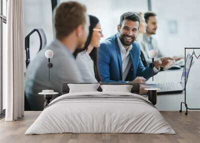 Picture of business people working together in office Wall mural