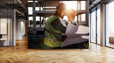 Picture of construction engineer working on building site Wall mural