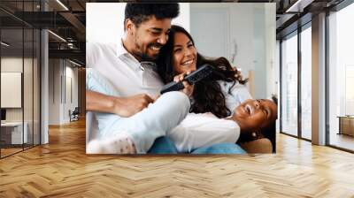 Picture of happy family spending time together Wall mural