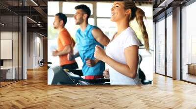 Picture of people running on treadmill in gym Wall mural