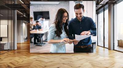 Portrait of architects having discussion in office Wall mural