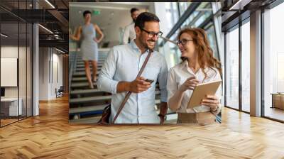 Portrait of businesspeople having free time from work Wall mural