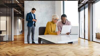 Portrait of professional business people working in corporate office Wall mural