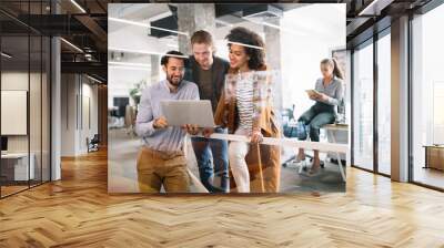 Software engineers working on project and programming in company Wall mural