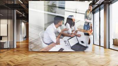 Startup diversity teamwork brainstorming business meeting concept. Wall mural