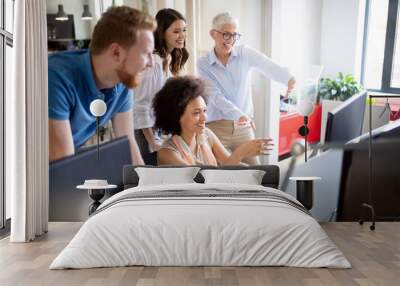 Successful group of business people at work in office Wall mural