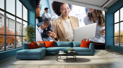 Successful group of business people at work in office Wall mural