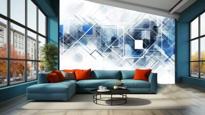 Abstract blue background with geometric elements. Vector illustration for your design. Wall mural