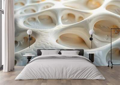 Abstract close-up of a porous surface, resembling bone structure. Wall mural