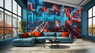 Abstract Financial Data Visualization Background Wall mural