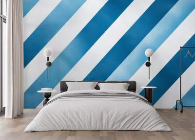 Diagonal Blue and White Stripes Abstract Background Texture Wall mural