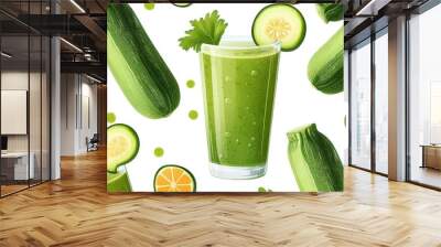 Fresh Green Zucchini Juice with Lime and Cilantro Wall mural