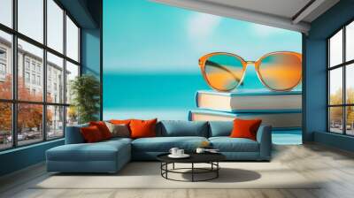 Summer Vacation Reading  Sunglasses on Books by the Beach Wall mural