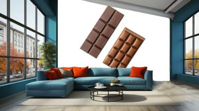 Two chocolate bars isolated transparent background Wall mural