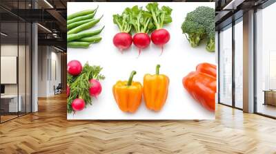 Vibrant and fresh, a colorful assortment of vegetables on clean white background Wall mural