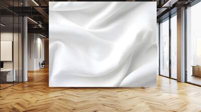 White cloth material fragment as a background ,white fabric cloth texture is wrinkled. Wall mural