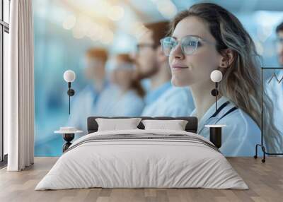 Young Female Doctor Wearing Glasses in Hospital Wall mural