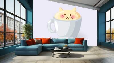 3d latte art cat vector illustration Wall mural