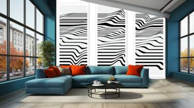 abstract line black and white background illustration vector art Wall mural