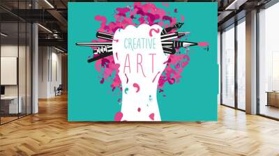 creative and art. hand is holding arts tools. motivation poster Wall mural