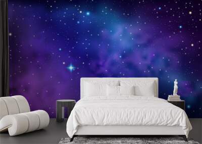 Purple Sky with Nebula and Stars Wall mural