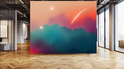 A Colorful illustation of Stars, nebular and planets in Space Wall mural