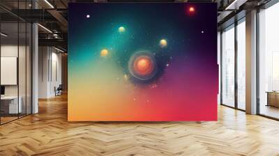 A Colorful illustation of Stars, nebular and planets in Space Wall mural