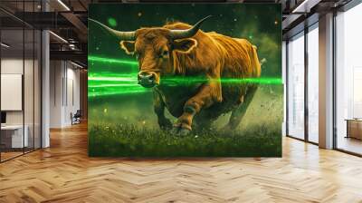 A cow on a green background Wall mural