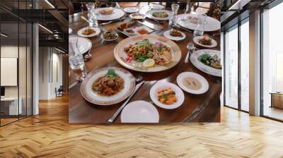 a table full of delicious food Wall mural