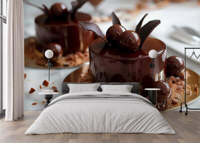 chocolate cake with chocolate cream. Very fresh Wall mural