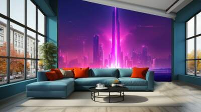 city skyline at night Wall mural