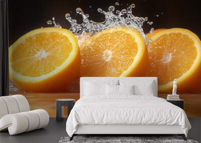 orange in water splash Wall mural