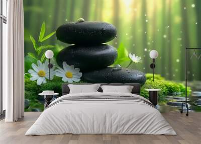 spa still life with stones and flower Wall mural