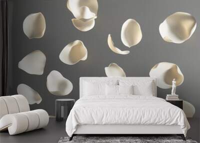 White petals on a gray background Wall mural