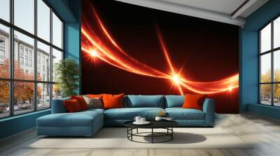 Overlay, flare light transition, effects sunlight, lens flare, light leaks. High-quality stock image of warm sun rays light effects, overlays or Rose Gold flare isolated on black background for design Wall mural