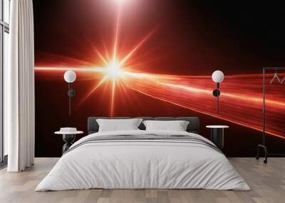 Overlay, flare light transition, effects sunlight, lens flare, light leaks. High-quality stock image of warm sun rays light effects, overlays or Rose Gold Pink flare isolated on black background for d Wall mural