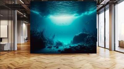 Artistic Underwater photo of waves. From a scuba dive in the canary island in the Atlantic Ocean. underwater sea deep, sea deep blue sea Wall mural