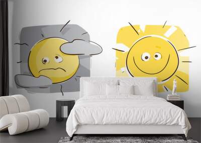 Sunny Day VS Cloudy Day Wall mural