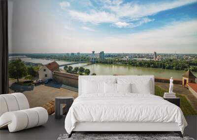 Bratislava, Slovakia May 24, 2018: Bridges over Danube river in Bratislava, Slovakia. Wall mural