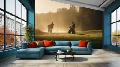 A group of people on a golf course Wall mural