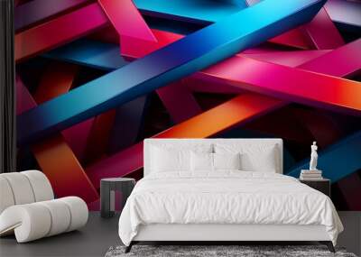 An abstract geometric pattern of sharp lines and bright colors intersecting on a modern art background illustration Wall mural