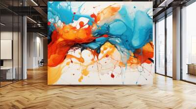 Chaotic flat design, top view, abstract expressionism theme, water color, Splitcomplementary color scheme Wall mural